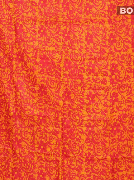 Semi dola saree red and yellow with allover batik prints and kanjivaram style border - {{ collection.title }} by Prashanti Sarees