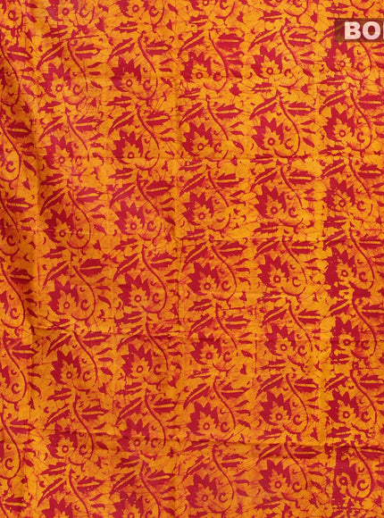 Semi dola saree red and yellow with allover batik prints and kanjivaram style border - {{ collection.title }} by Prashanti Sarees