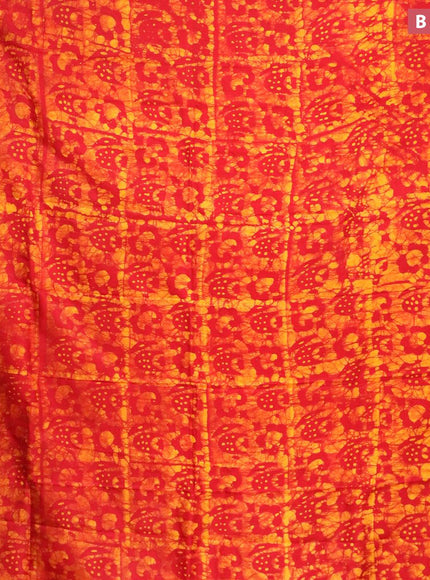 Semi dola saree red and yellow with allover batik prints and kanjivaram style border - {{ collection.title }} by Prashanti Sarees