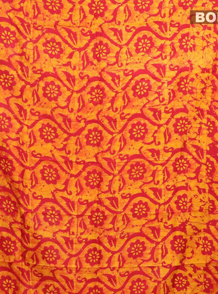 Semi dola saree red and yellow with allover batik prints and kanjivaram style border - {{ collection.title }} by Prashanti Sarees