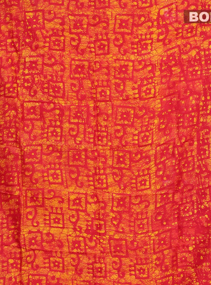 Semi dola saree red and yellow with allover batik prints and kanjivaram style border - {{ collection.title }} by Prashanti Sarees