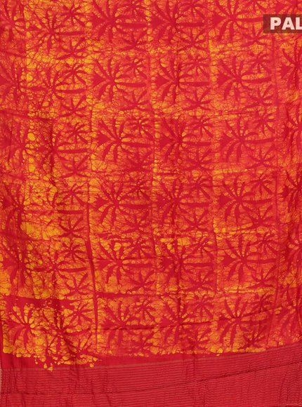 Semi dola saree red and yellow with allover batik prints and kanjivaram style border - {{ collection.title }} by Prashanti Sarees