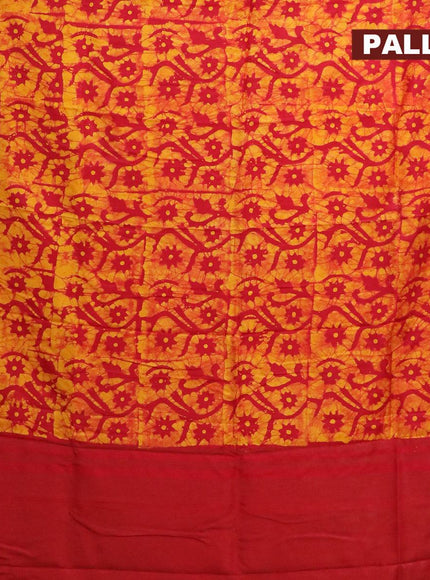 Semi dola saree red and yellow with allover batik prints and kanjivaram style border - {{ collection.title }} by Prashanti Sarees