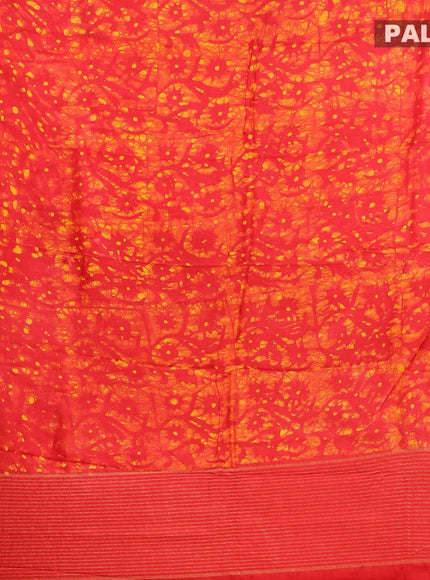 Semi dola saree red and yellow with allover batik prints and kanjivaram style border - {{ collection.title }} by Prashanti Sarees