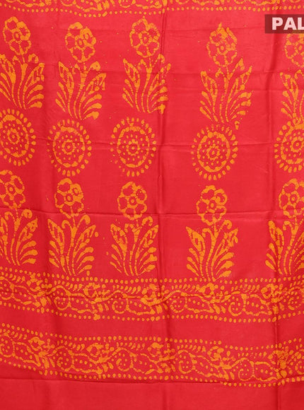 Semi dola saree red and yellow with allover batik prints and kanjivaram style border - {{ collection.title }} by Prashanti Sarees