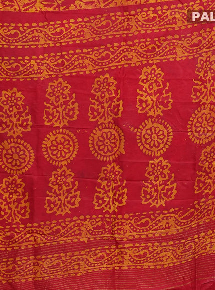 Semi dola saree red and yellow with allover batik prints and kanjivaram style border - {{ collection.title }} by Prashanti Sarees