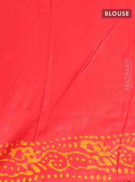 Semi dola saree red and yellow with allover batik prints and kanjivaram style border - {{ collection.title }} by Prashanti Sarees