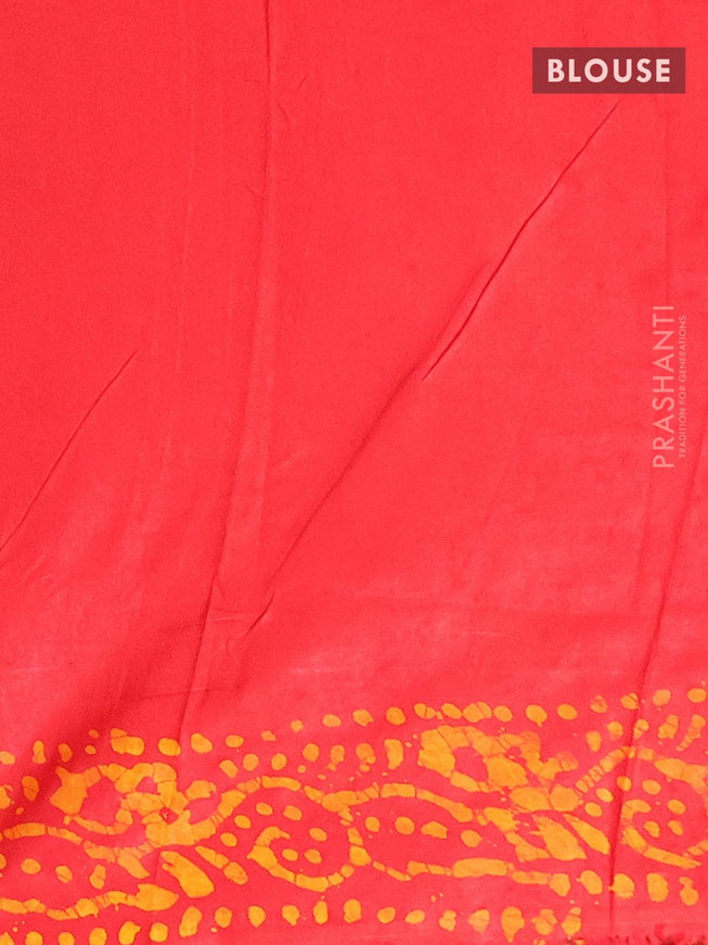 Semi dola saree red and yellow with allover batik prints and kanjivaram style border - {{ collection.title }} by Prashanti Sarees