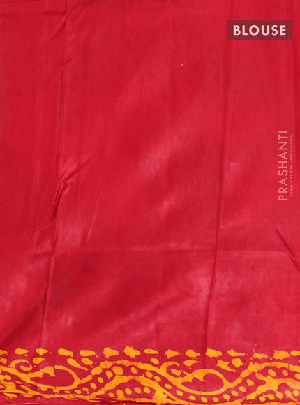 Semi dola saree red and yellow with allover batik prints and kanjivaram style border - {{ collection.title }} by Prashanti Sarees