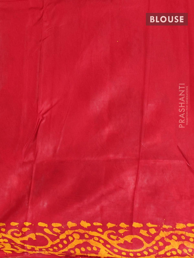 Semi dola saree red and yellow with allover batik prints and kanjivaram style border - {{ collection.title }} by Prashanti Sarees