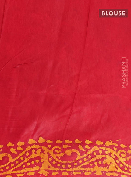 Semi dola saree red and yellow with allover batik prints and kanjivaram style border - {{ collection.title }} by Prashanti Sarees