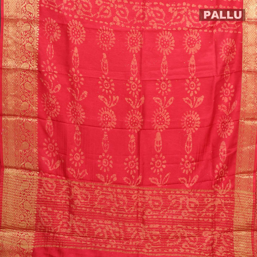 Semi dola saree red with allover batik prints and kanjivaram style border - {{ collection.title }} by Prashanti Sarees