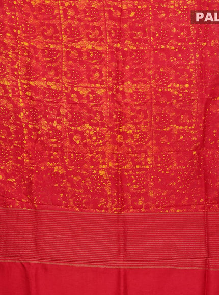 Semi dola saree red with allover batik prints and kanjivaram style border - {{ collection.title }} by Prashanti Sarees