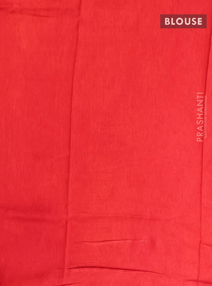 Semi dola saree red with allover batik prints and kanjivaram style border - {{ collection.title }} by Prashanti Sarees