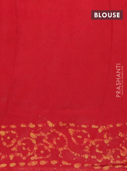 Semi dola saree red with allover batik prints and kanjivaram style border - {{ collection.title }} by Prashanti Sarees