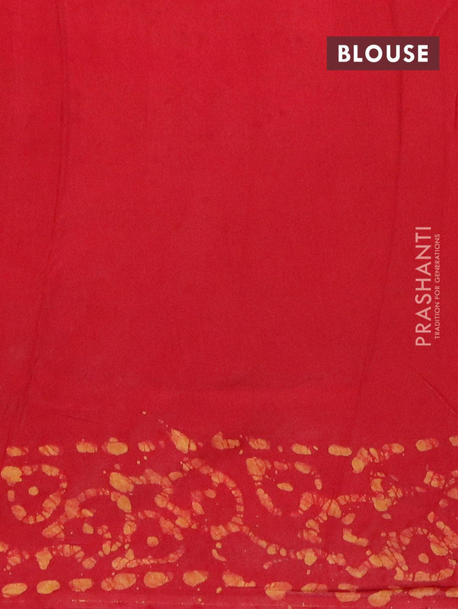 Semi dola saree red with allover batik prints and kanjivaram style border - {{ collection.title }} by Prashanti Sarees