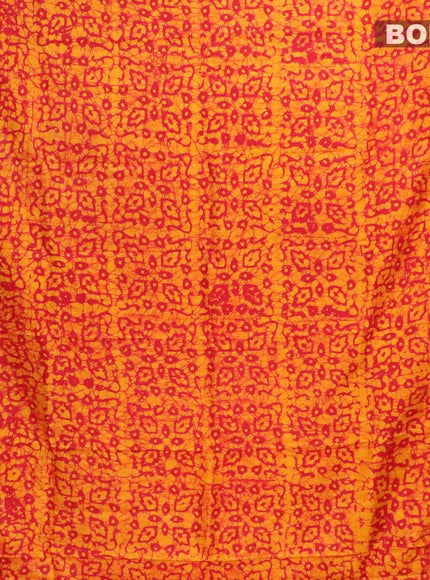 Semi dola saree yellow and red with allover batik prints and kanjivaram style border - {{ collection.title }} by Prashanti Sarees