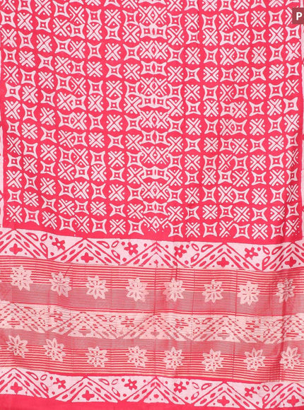 Semi gadwal saree red and off white with allover batik prints and zari woven border - {{ collection.title }} by Prashanti Sarees