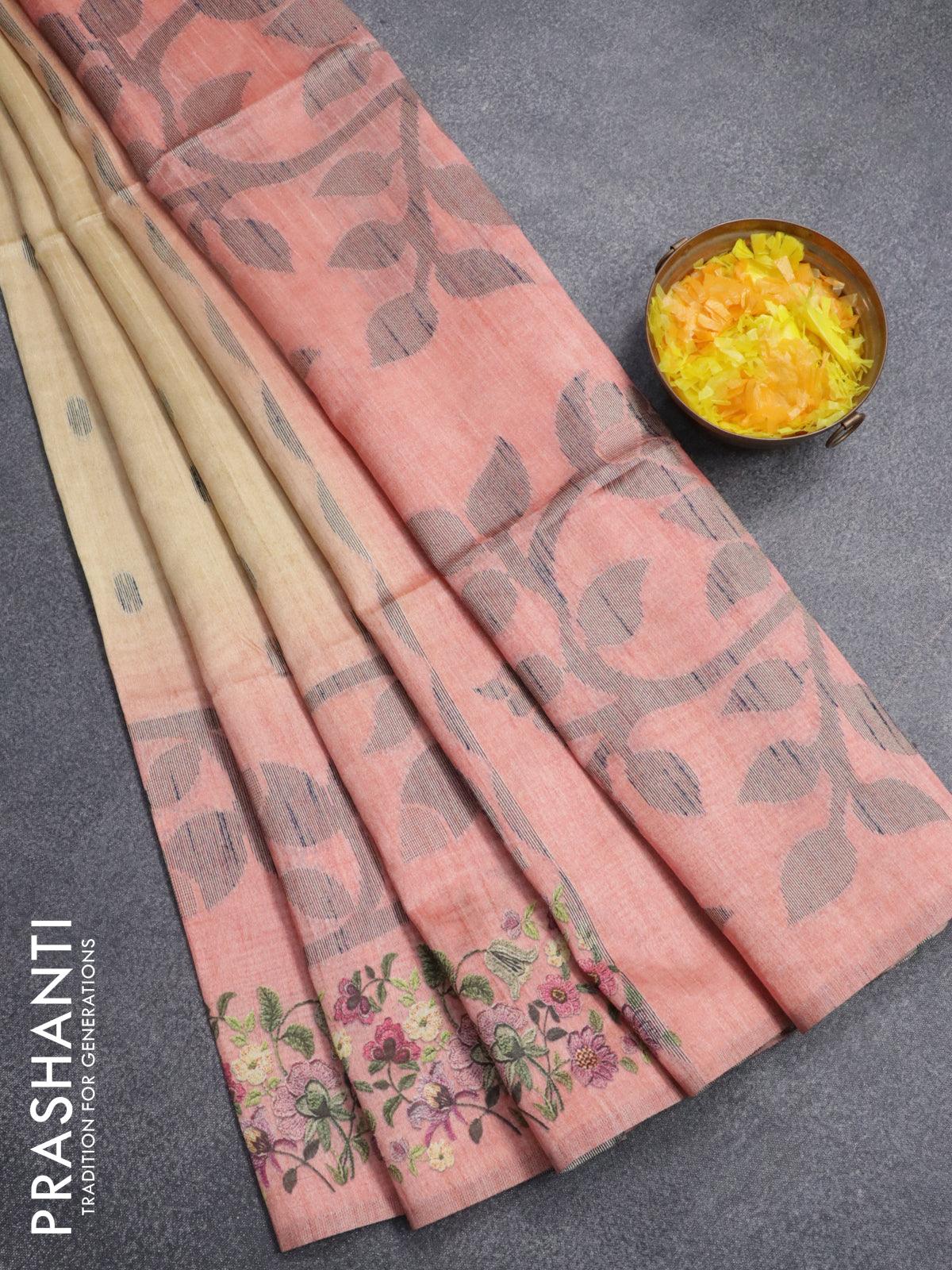 Rajmahal Silks - This Sandal and Pink art silk saree with... | Facebook