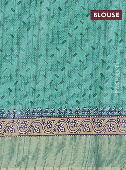 Semi matka saree beige and green with allover prints and zari woven border - {{ collection.title }} by Prashanti Sarees