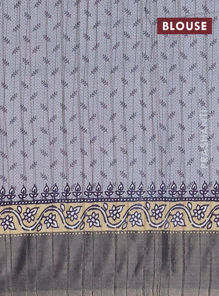 Semi matka saree beige and grey with allover prints and zari woven border - {{ collection.title }} by Prashanti Sarees