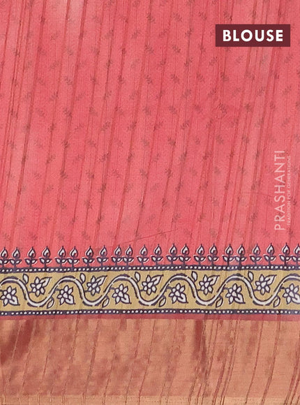 Semi matka saree beige and pastel maroon shade with allover prints and zari woven border - {{ collection.title }} by Prashanti Sarees