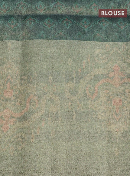 Semi matka saree cs blue and sap green shade with plain body and zari woven ikat style border - {{ collection.title }} by Prashanti Sarees