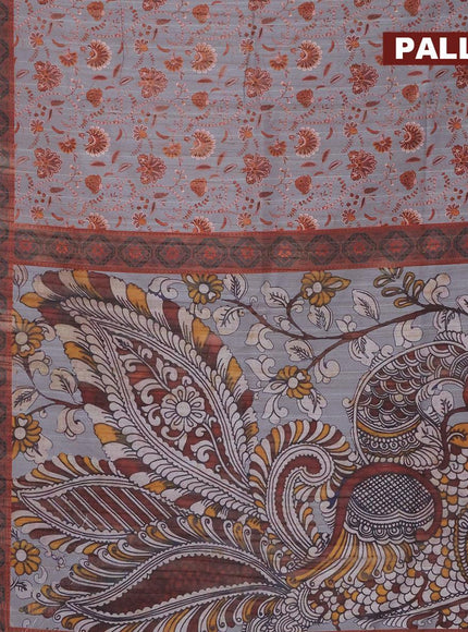 Semi matka saree grey with allover floral prints and zari woven border - {{ collection.title }} by Prashanti Sarees