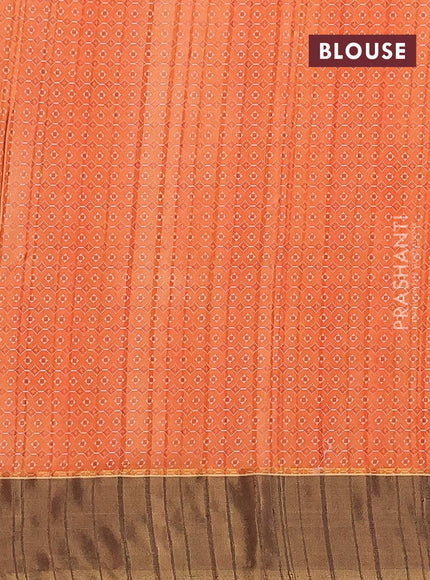 Semi matka saree orange and brown with patola prints and zari woven border - {{ collection.title }} by Prashanti Sarees