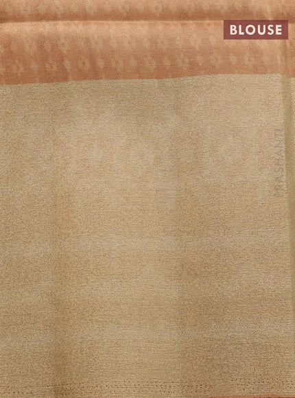 Semi matka saree peach shade and rust shade with plain body and zari woven ikat style border - {{ collection.title }} by Prashanti Sarees