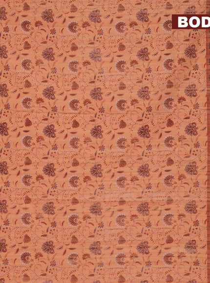 Semi matka saree peach shade with allover floral prints and zari woven border - {{ collection.title }} by Prashanti Sarees