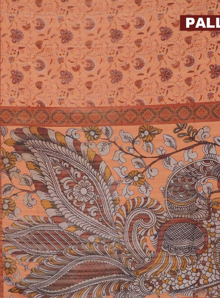 Semi matka saree peach shade with allover floral prints and zari woven border - {{ collection.title }} by Prashanti Sarees