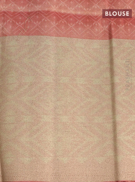 Semi matka saree peacock blue and pink shade with plain body and zari woven ikat style border - {{ collection.title }} by Prashanti Sarees