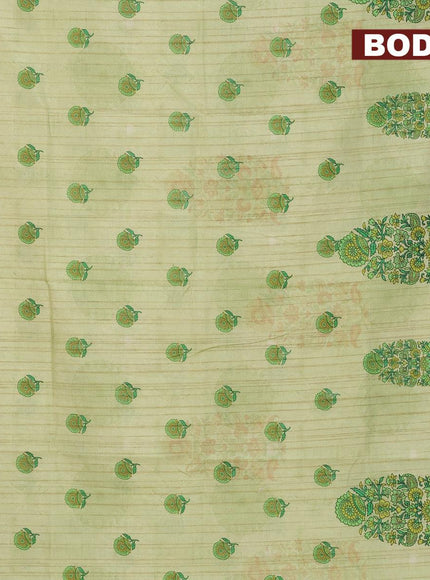 Semi matka saree pista green with floral butta prints and zari woven border - {{ collection.title }} by Prashanti Sarees