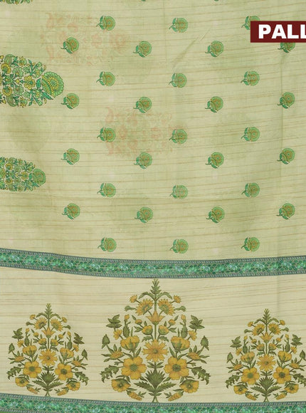 Semi matka saree pista green with floral butta prints and zari woven border - {{ collection.title }} by Prashanti Sarees