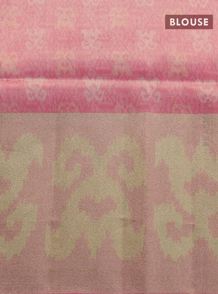 Semi matka saree sap green shade and pink with plain body and zari woven ikat style border - {{ collection.title }} by Prashanti Sarees