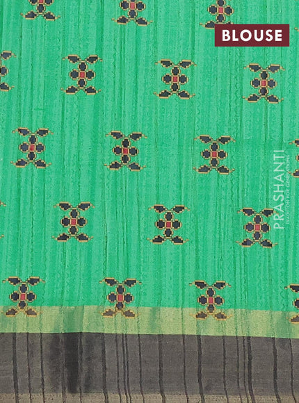 Semi matka saree teal green and red with allover kalamkari prints and zari woven border - {{ collection.title }} by Prashanti Sarees