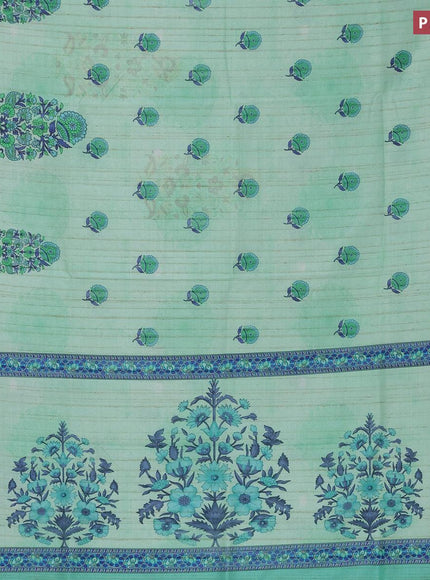 Semi matka saree teal green shade with floral butta prints and zari woven border - {{ collection.title }} by Prashanti Sarees