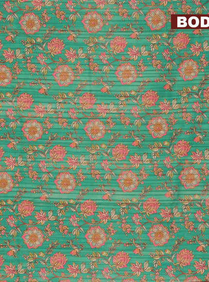 Semi matka saree teal green with allover floral prints and zari woven border - {{ collection.title }} by Prashanti Sarees