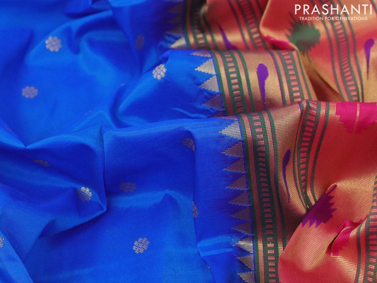 Blue Spewim TanaSilk Zari Mina Work Semi Paithani Saree, 6.3 m (with blouse  piece) at Rs 1220 in Satara