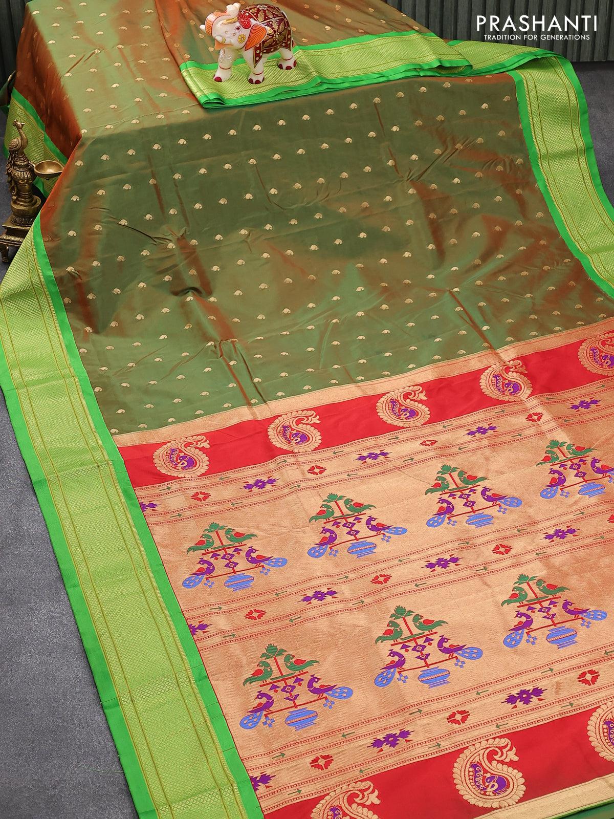 Pista Green Silk Paithani Saree 264057