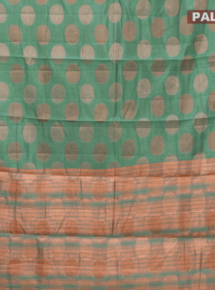 Semi raw silk saree green shade with copper zari woven buttas and copper zari woven border - {{ collection.title }} by Prashanti Sarees