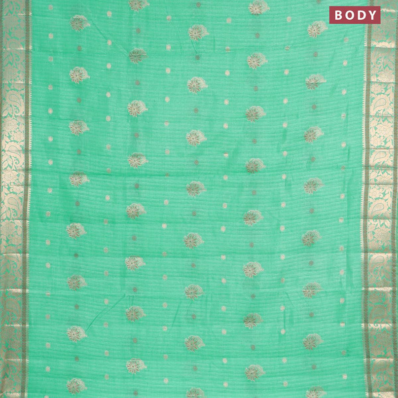 Semi raw silk saree green with zari woven floral buttas and zari woven border - {{ collection.title }} by Prashanti Sarees