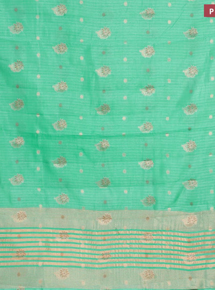 Semi raw silk saree green with zari woven floral buttas and zari woven border - {{ collection.title }} by Prashanti Sarees