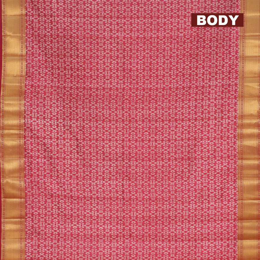 Semi raw silk saree maroon with allover ikat prints and zari woven border - {{ collection.title }} by Prashanti Sarees