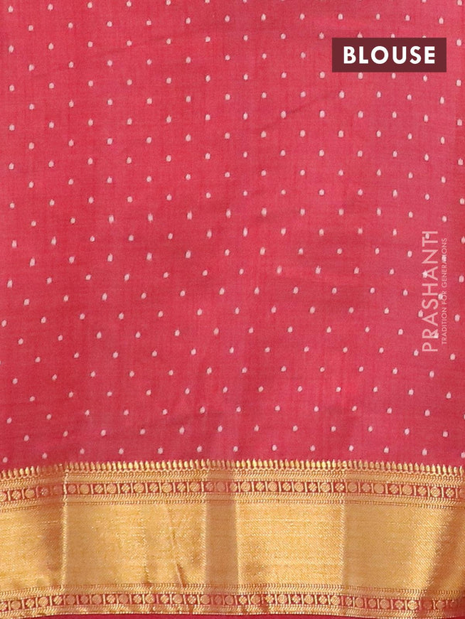 Semi raw silk saree maroon with allover ikat prints and zari woven border - {{ collection.title }} by Prashanti Sarees