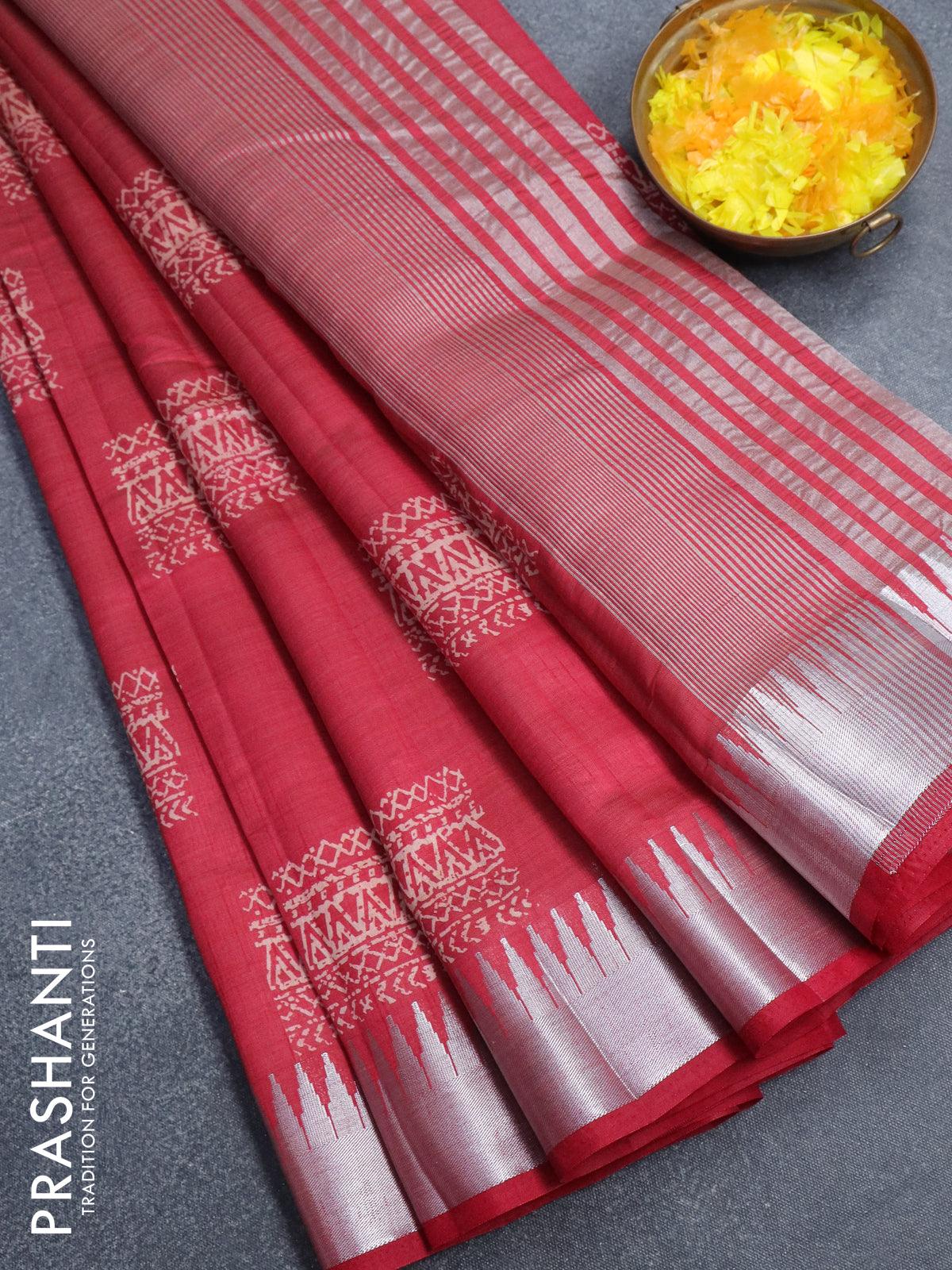 Buy Siril Printed, Geometric Print, Floral Print Banarasi Cotton Silk  Purple, Pink, Beige Sarees Online @ Best Price In India | Flipkart.com