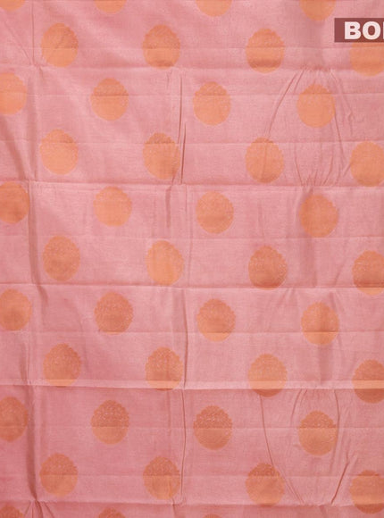 Semi raw silk saree pastel pink with copper zari woven buttas and copper zari woven border - {{ collection.title }} by Prashanti Sarees