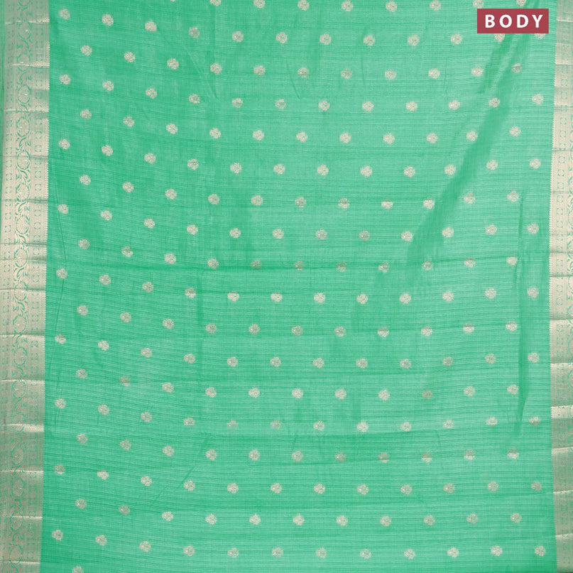 Semi raw silk saree teal green with allover zari woven buttas and zari woven border - {{ collection.title }} by Prashanti Sarees