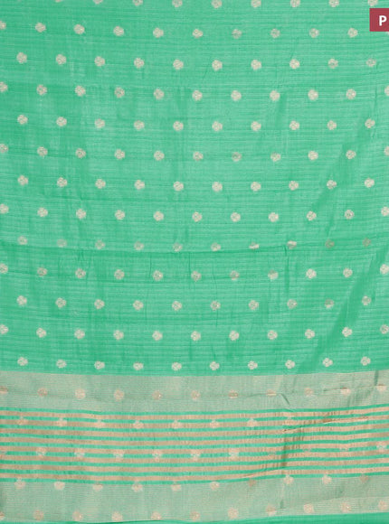 Semi raw silk saree teal green with allover zari woven buttas and zari woven border - {{ collection.title }} by Prashanti Sarees